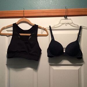 Bra Bundle of Two Blue Black Size Medium